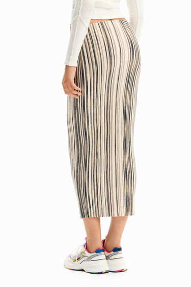 Stripy ribbed midi skirt | Desigual