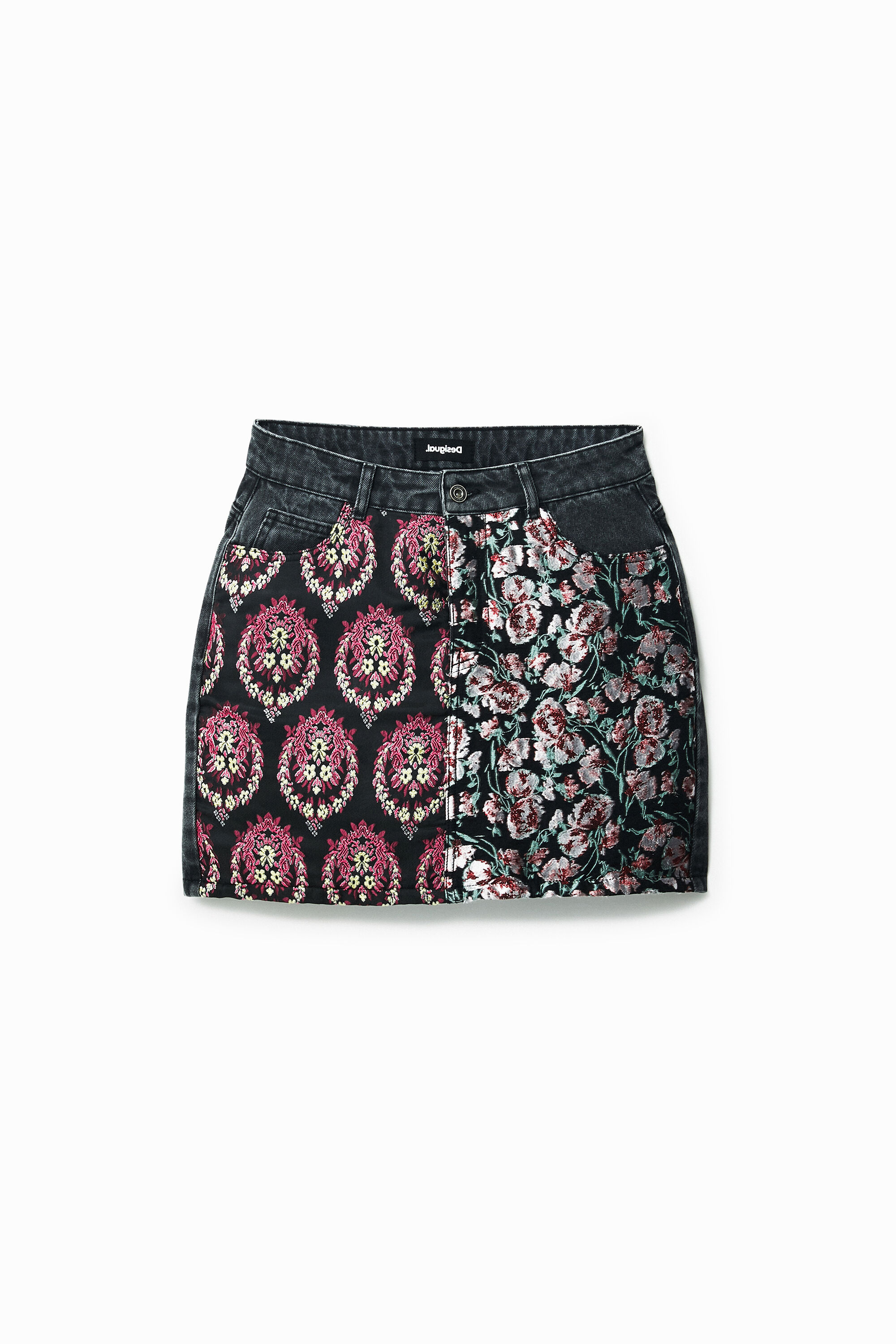 Jupe courte en jean jacquard