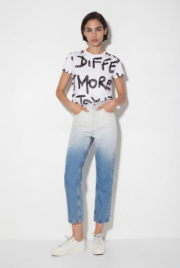 Degrad&eacute; cropped Straight dž&iacute;ny