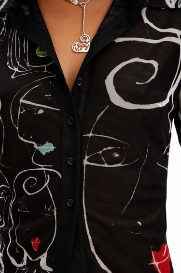 Arty faces ruched T-shirt | Desigual