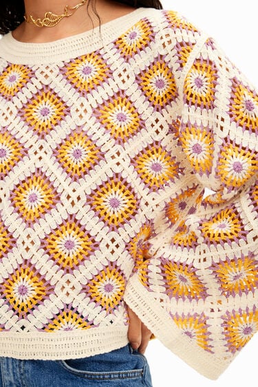 Jersey crochet con figuras geométricas | Desigual