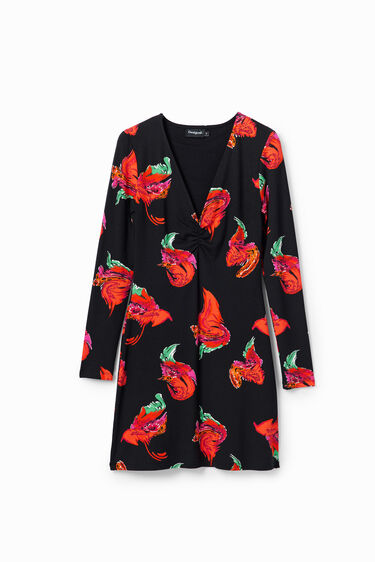 Vestit mini canalé flors | Desigual