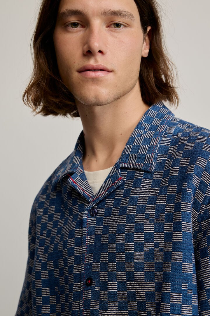 Baton Color:blue Blue checkered shirt blue for men I Desigual.com