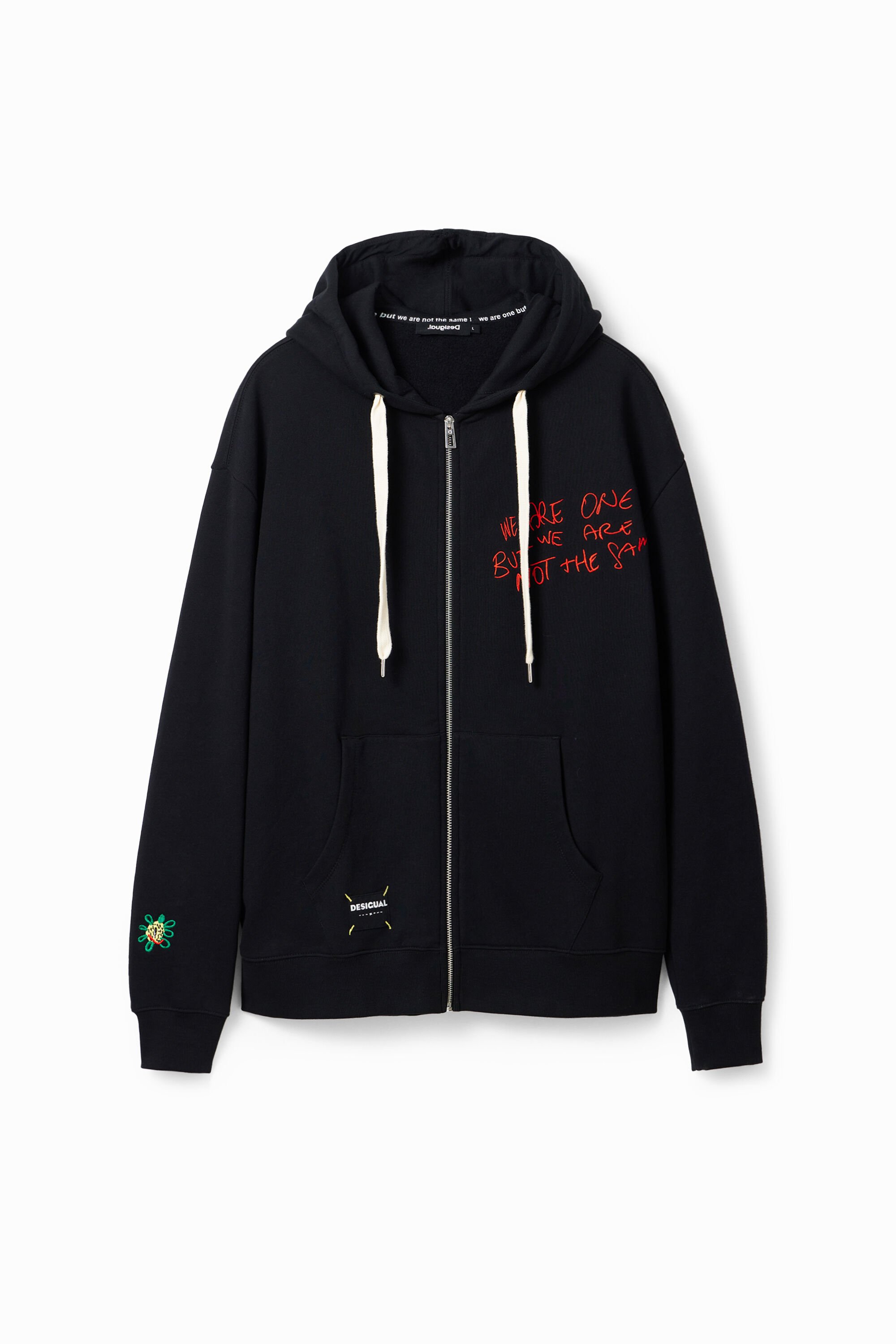 Sudadera capucha bordados - BLACK - S