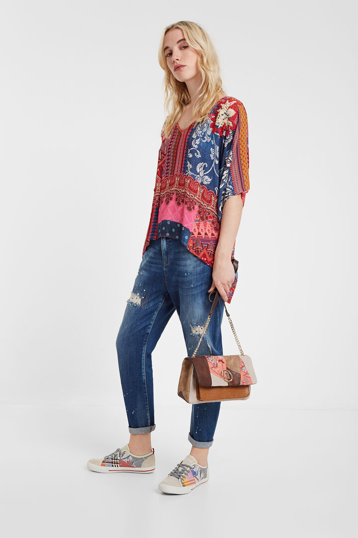 Boho bag reptile and floral patch | Desigual