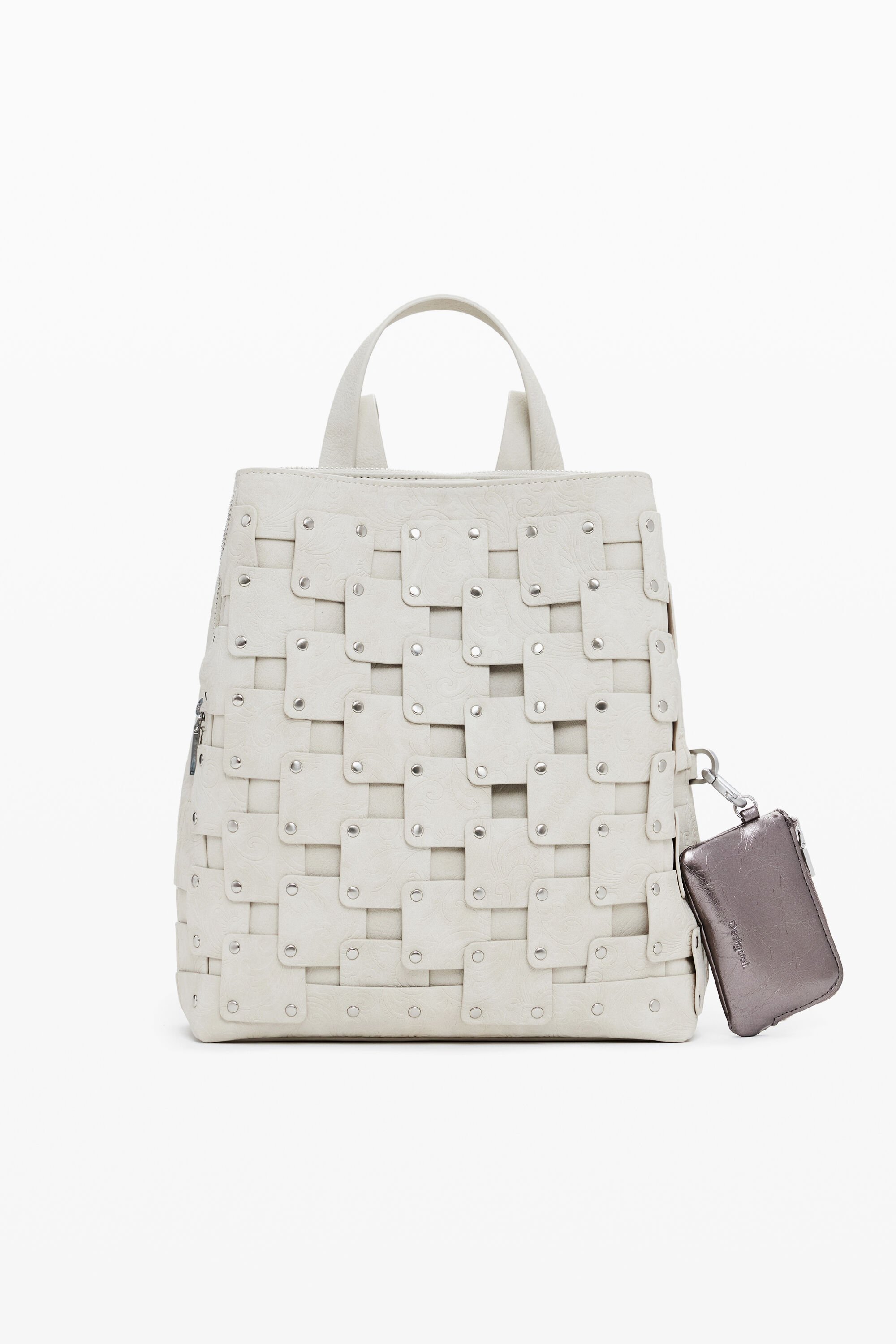 Mittlerer Rucksack mit Patches in Lederoptik