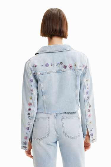 Short floral denim jacket | Desigual