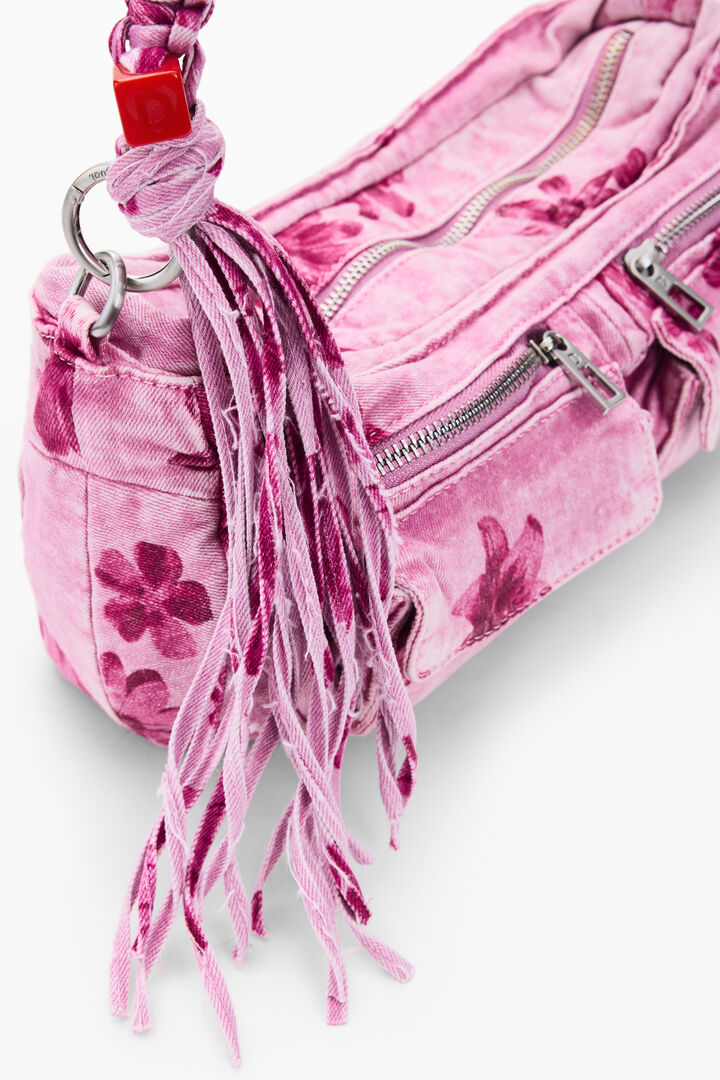 Medium denim bag with flowers | Desigual