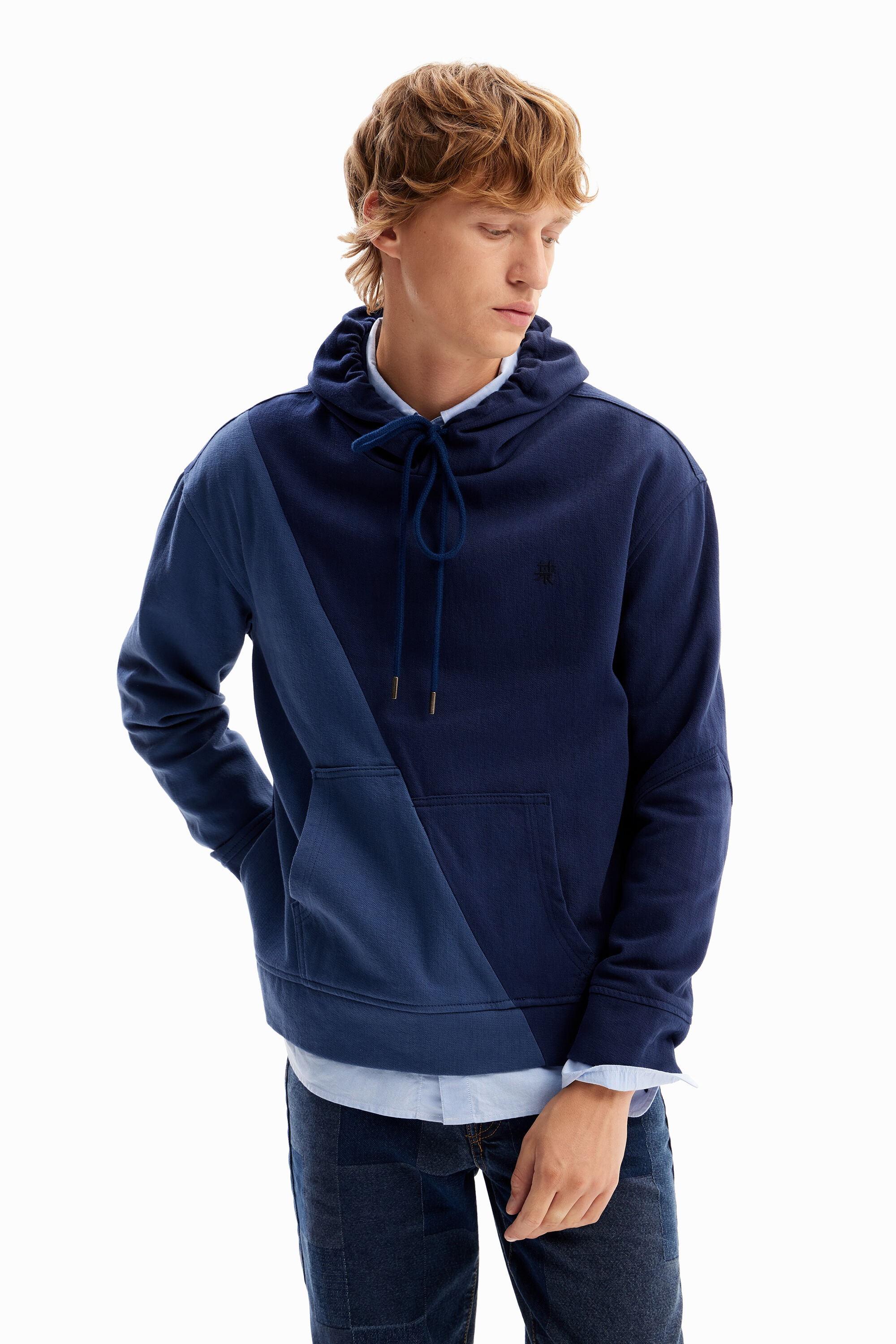 Two-tone hoodie - BLUE - M