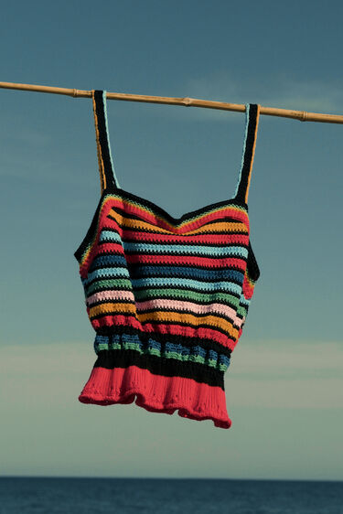 Short crochet strappy top | Desigual