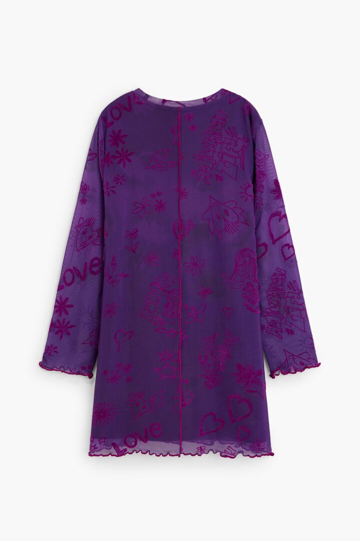 long-sleeved tulle dress