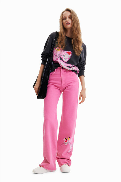 Jeans Pink Panter s širokimi hlačnicami