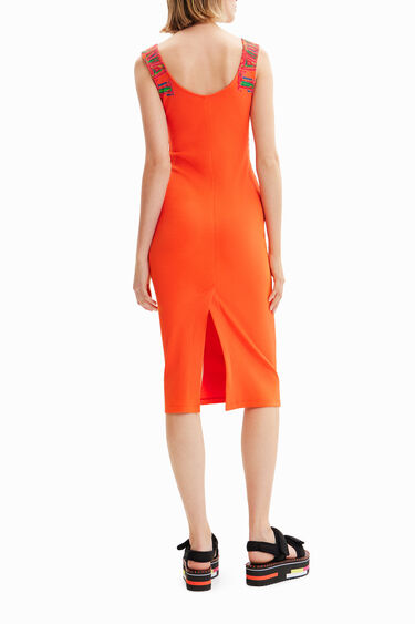 Vestido slim tirantes canalé | Desigual