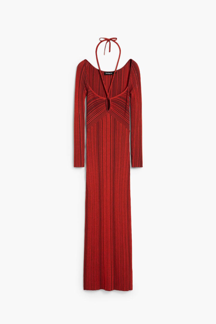 FITTED DRESS WITH A CROSSOVER NECKLINE
