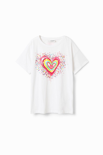 T-shirt coração lantejoulas