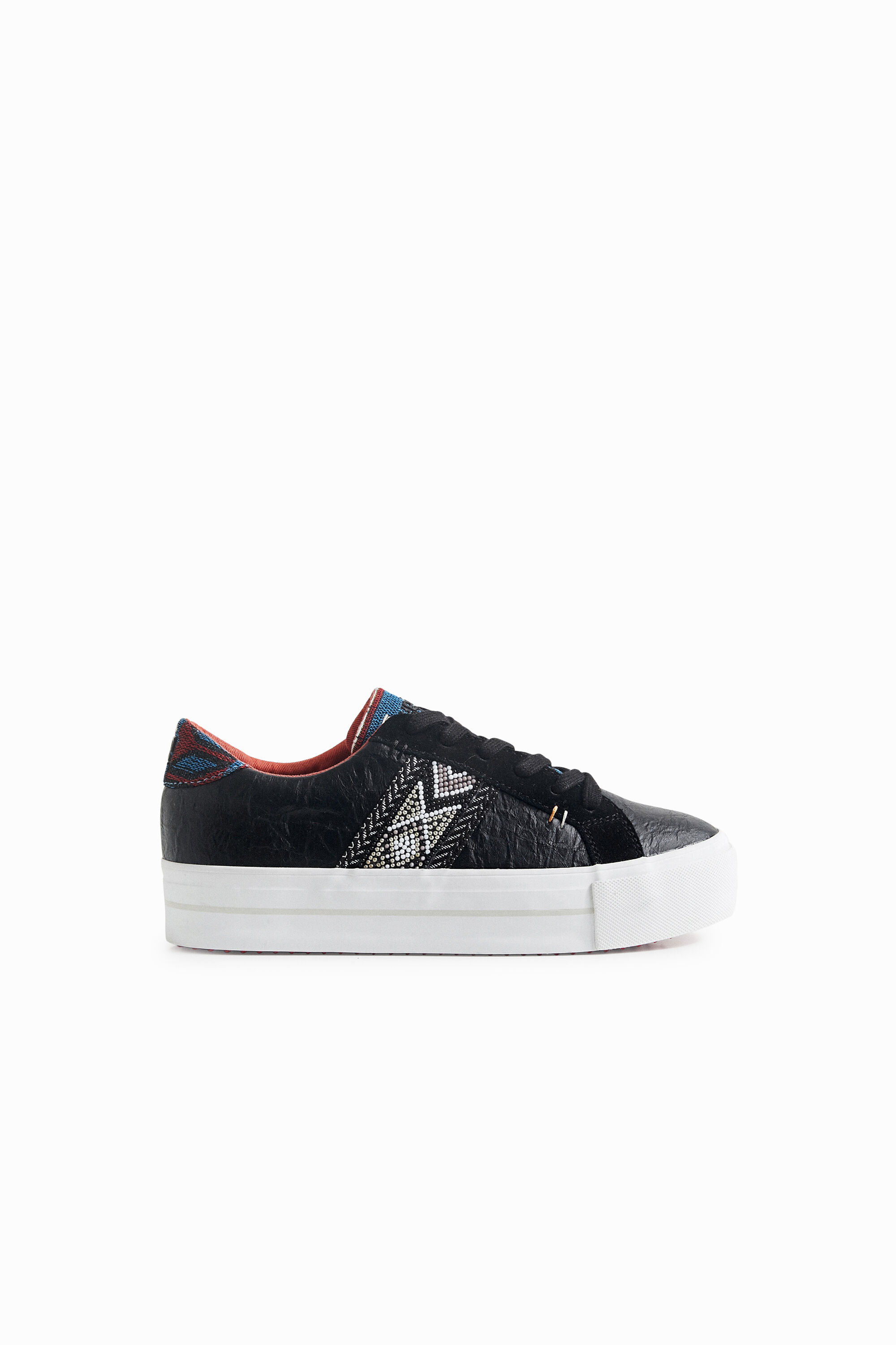 Desigual Ethnic Sneakers Chunky Sole In Black