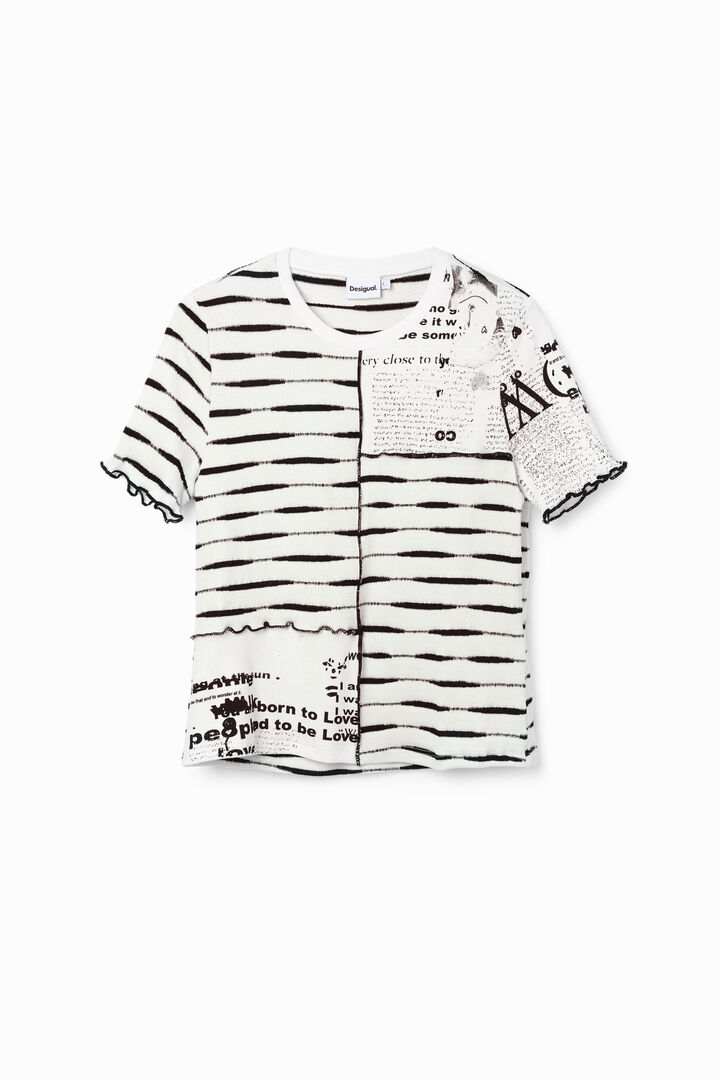 Camiseta patch rayas periódico | Desigual
