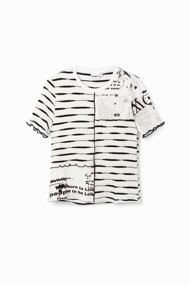 Striped patchwork newspaper T-shirt | Desigual