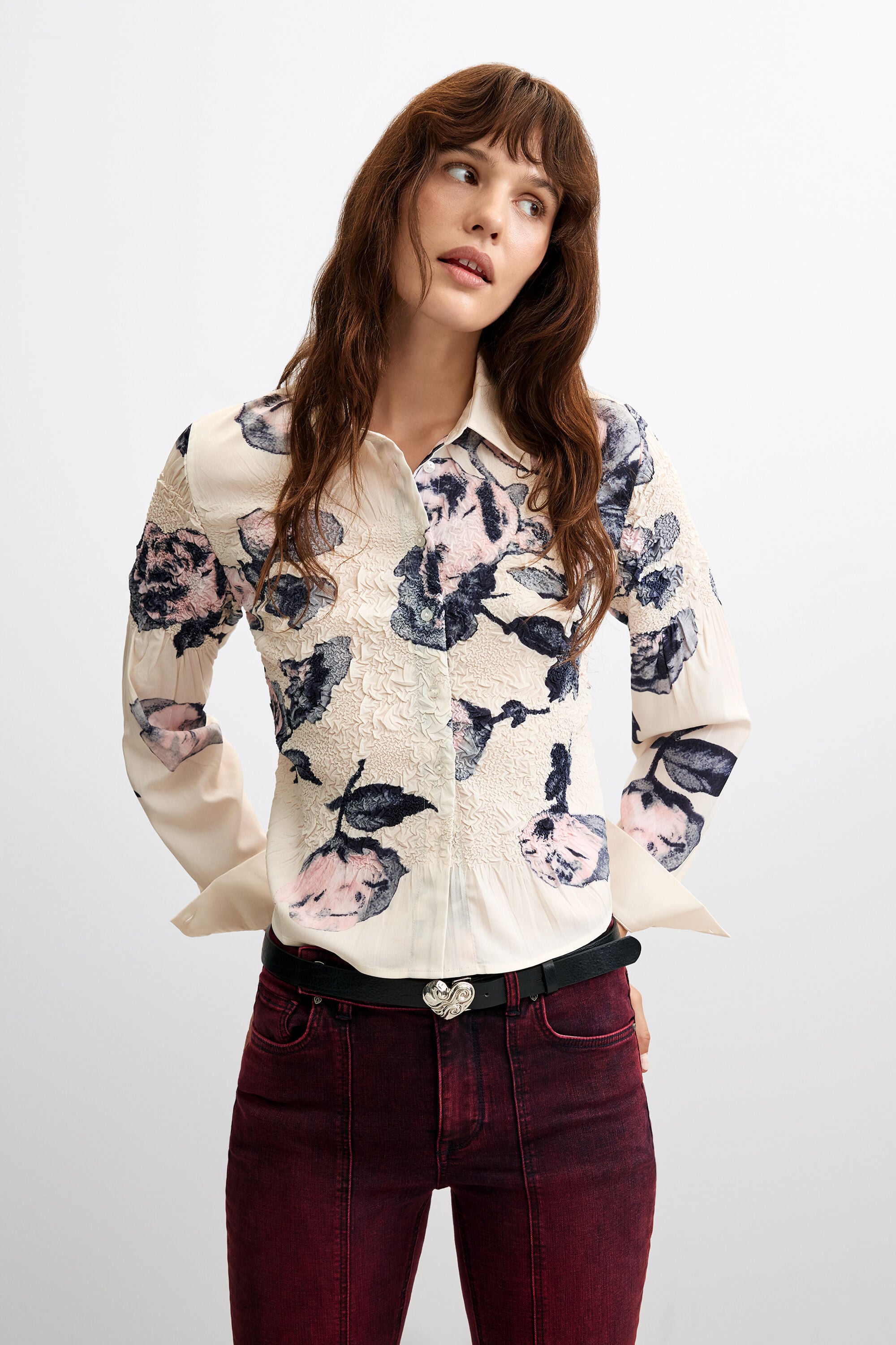 Bloemenprint overhemd - WHITE - S