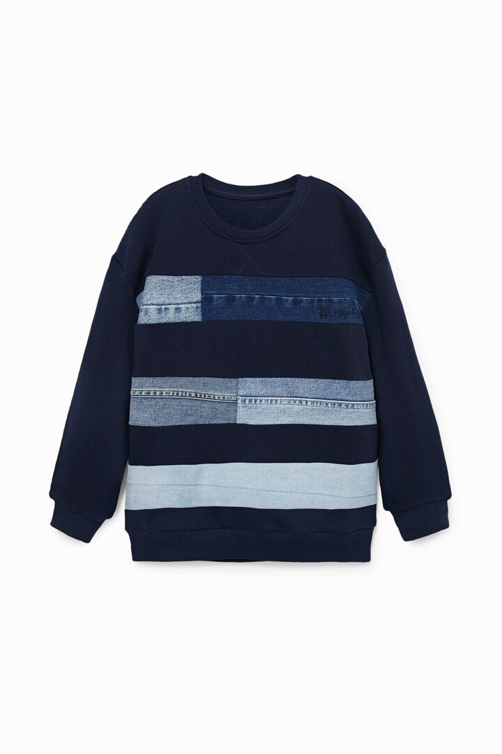 Denim patchwork sweatshirt