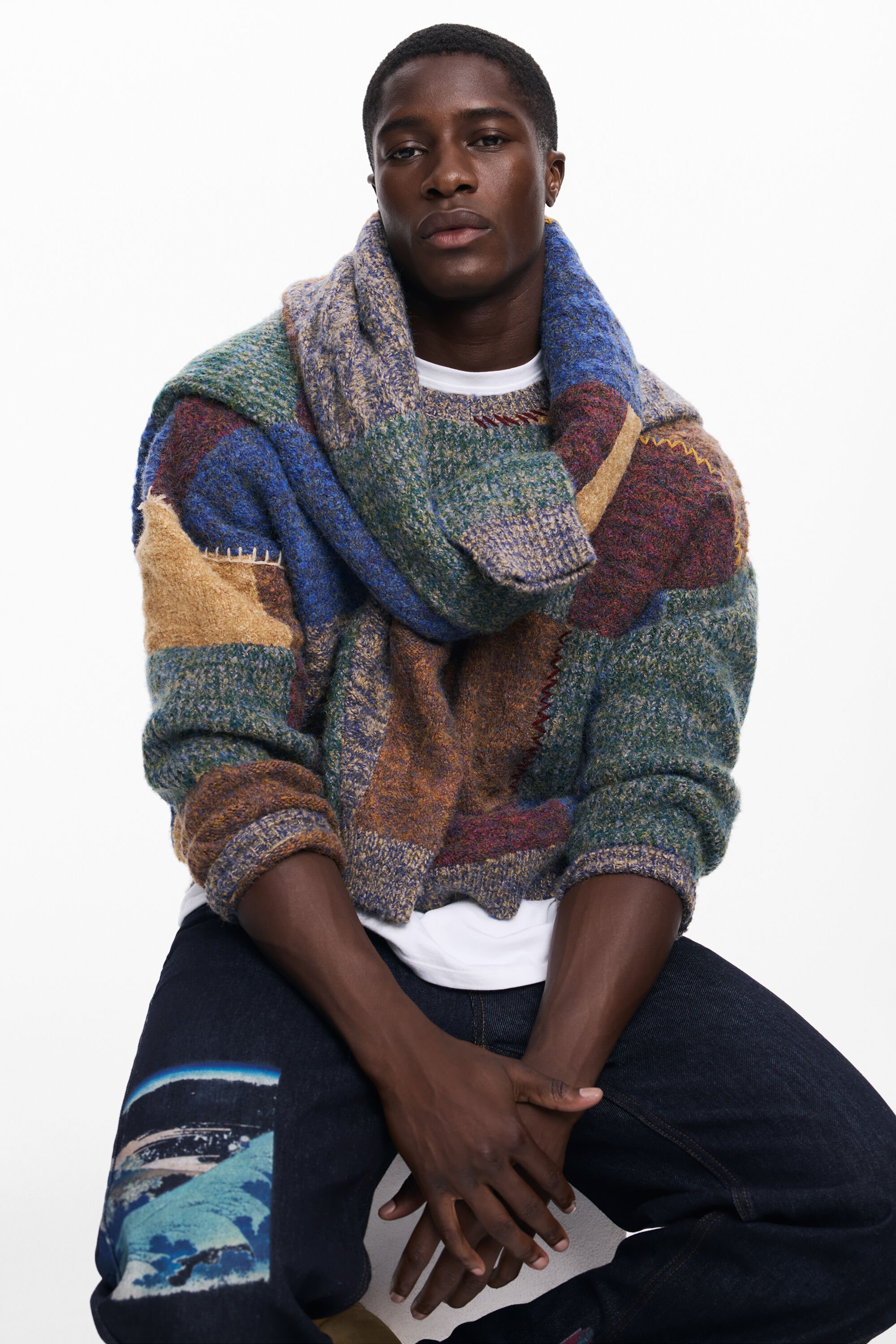 Pull épais patchwork - Desigual - Modalova