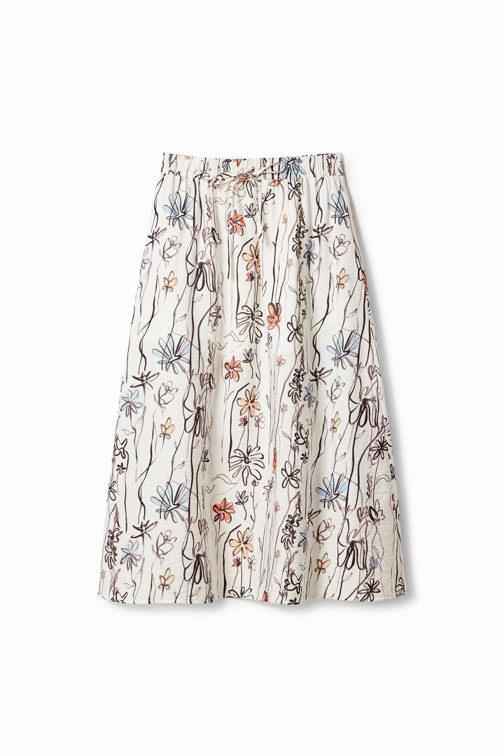 Falda midi flores ilustradas | Desigual