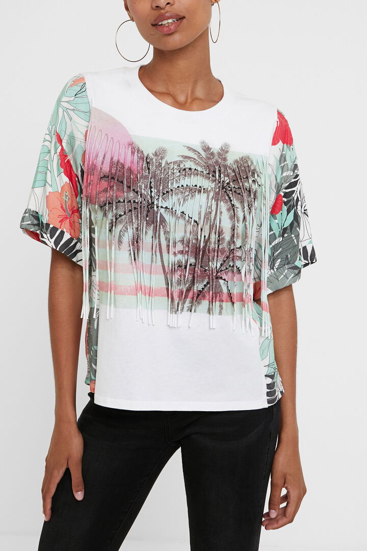 Hawaiian T-shirt with fringe | Desigual