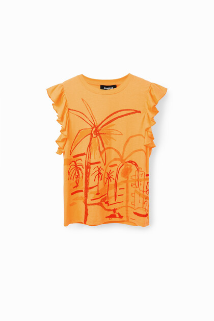 Illustration ruffle T-shirt