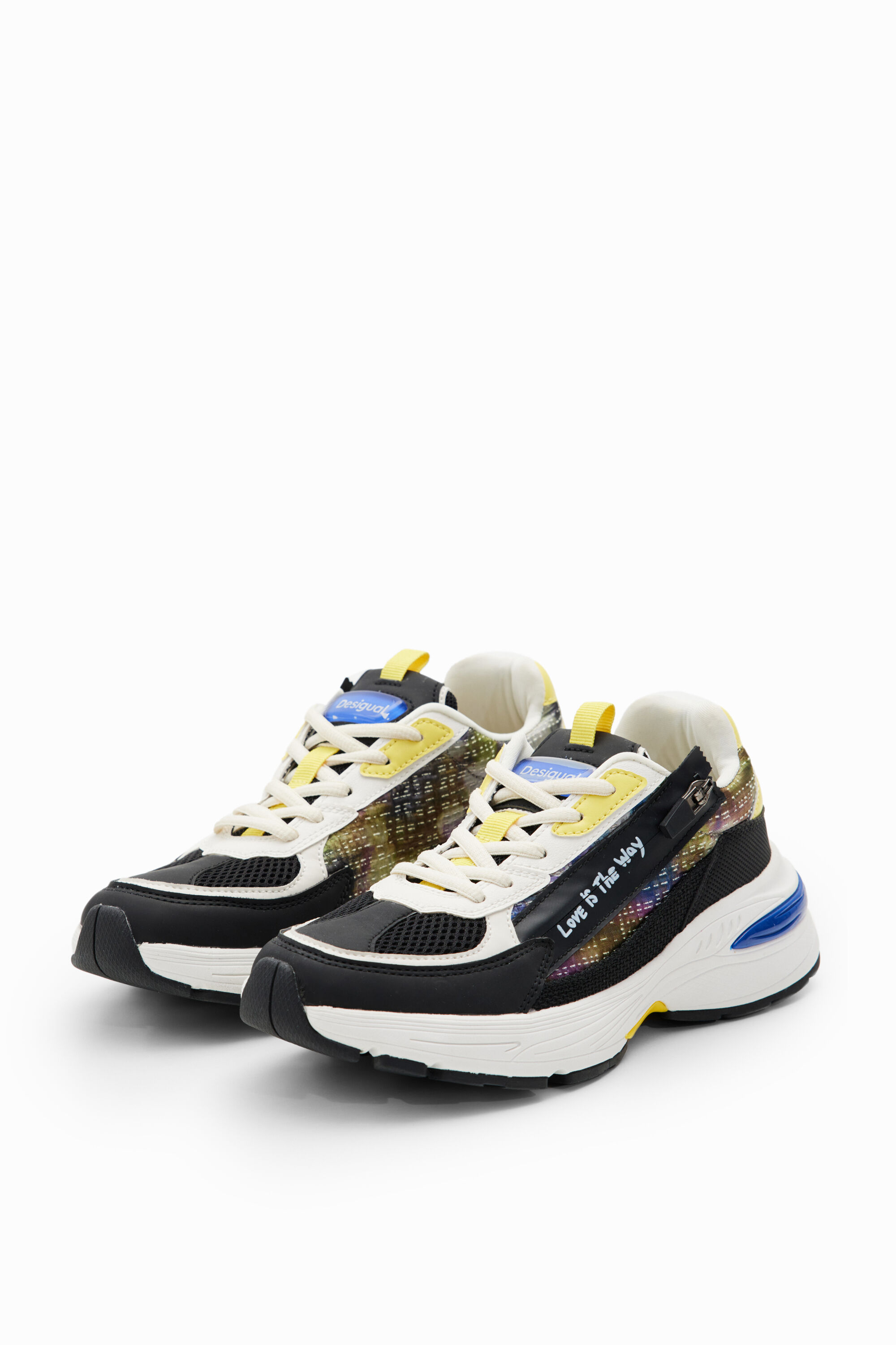 Desigual Patchwork zip-up running sneakers