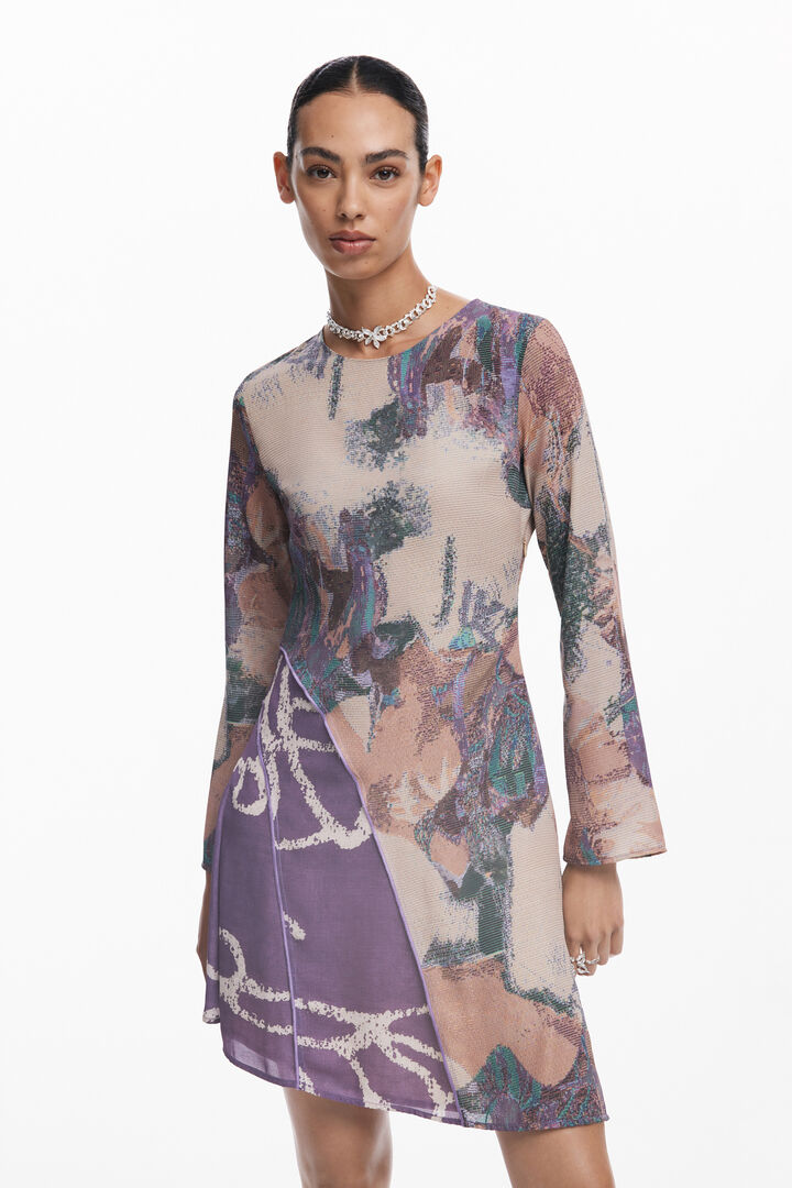 Asymmetric printed dress | Desigual
