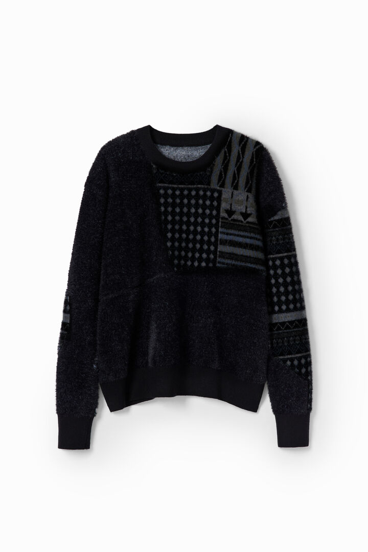 Pull patchwork géométrique