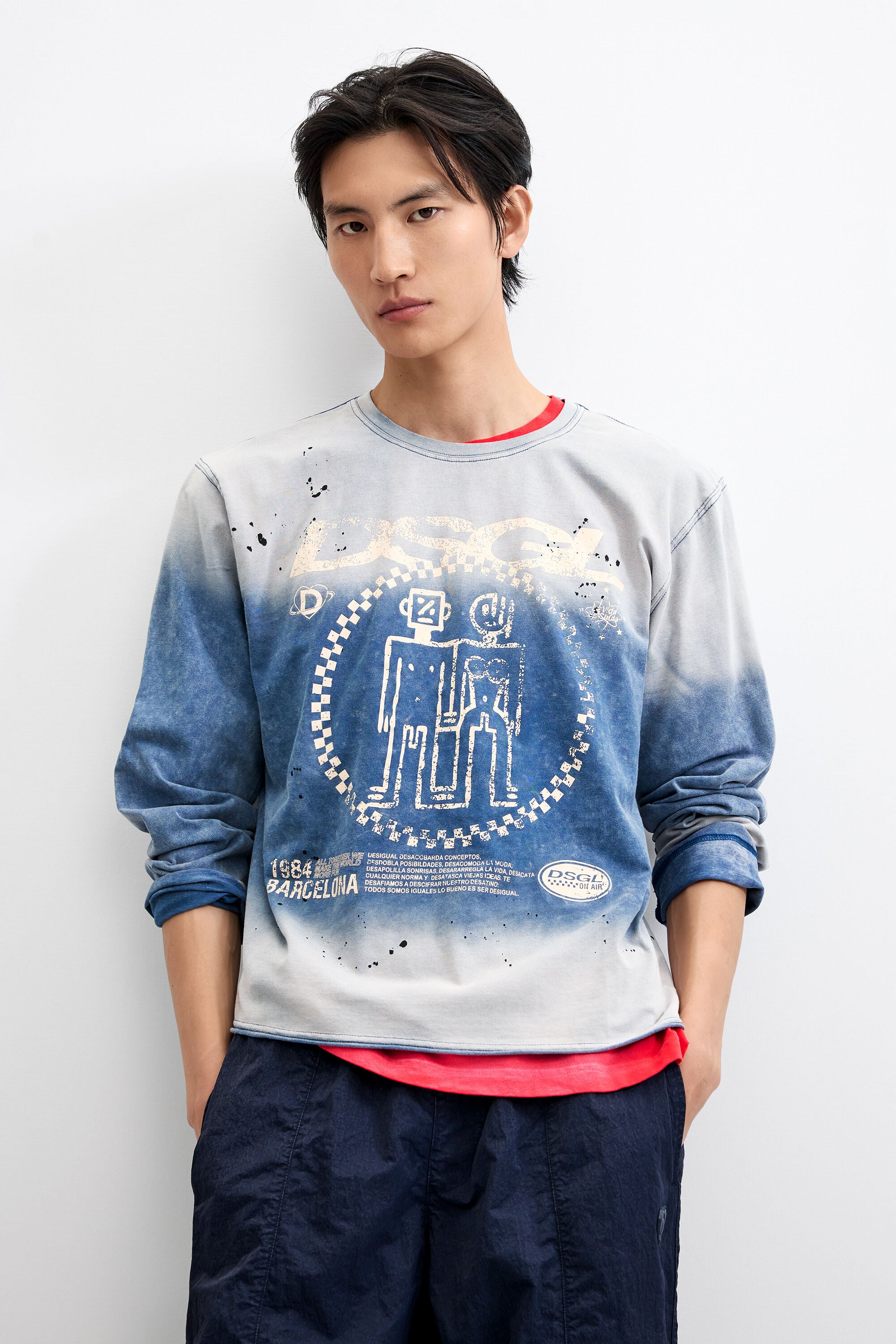 Printed logo T-shirt - BLUE - M