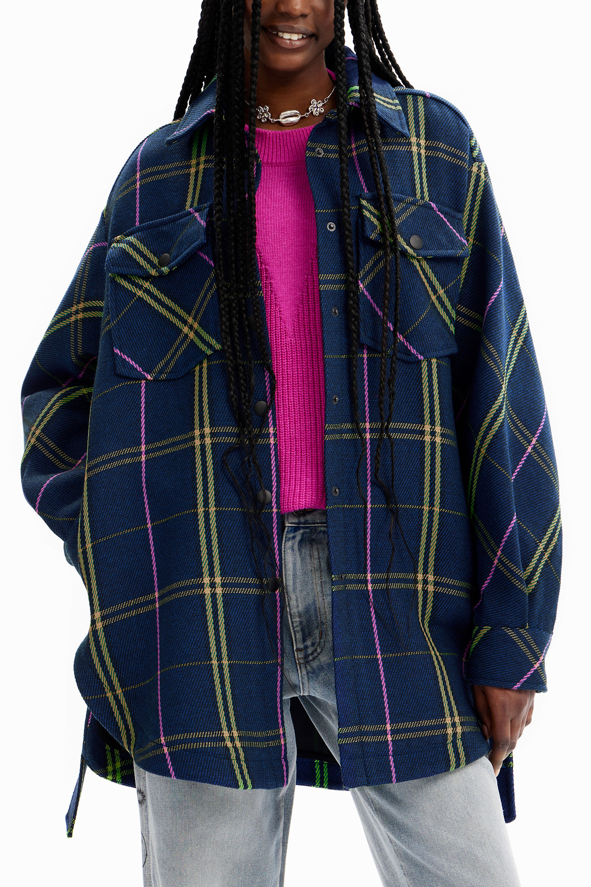 Desigual Plaid overshirt jacket