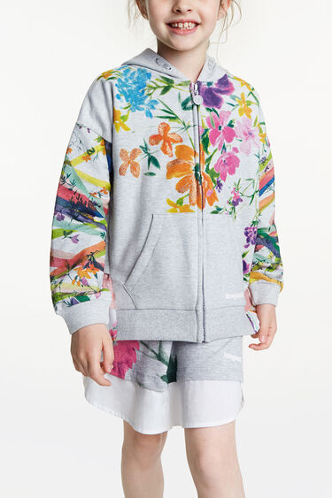 Sweat-shirt à capuche print aquarelle florale | Desigual