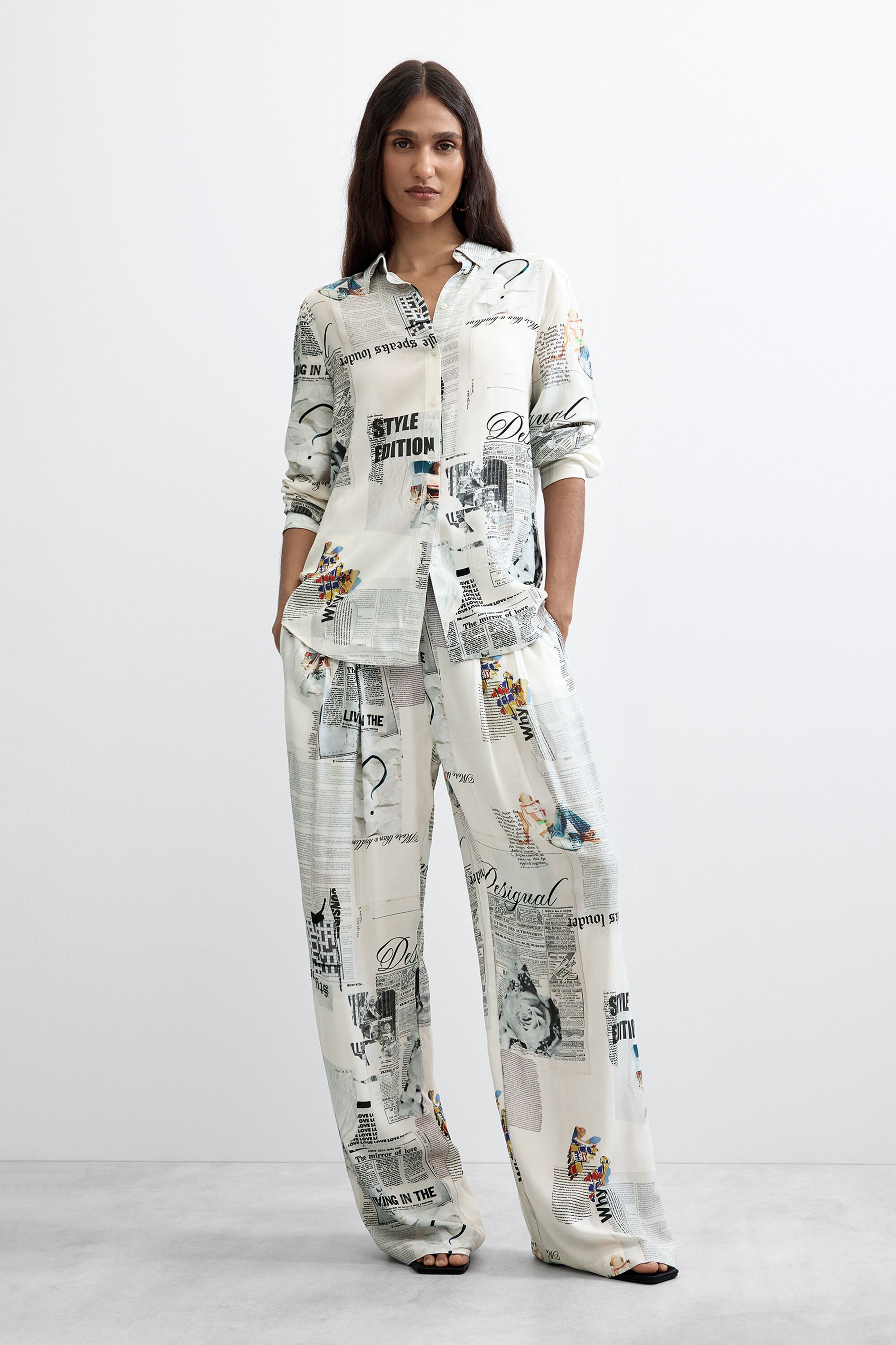 Camisa Estampada, Mujer, Viscosa, Blanco,