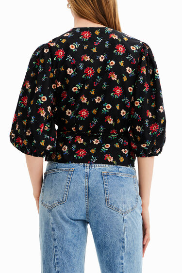 Blusa cruzada flores | Desigual