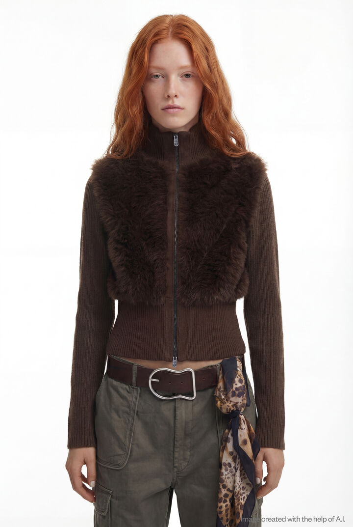 KNIT SWEATER WITH FUR