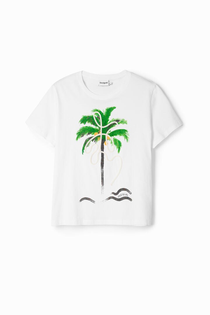 T-Shirt mit handbemalter Palme