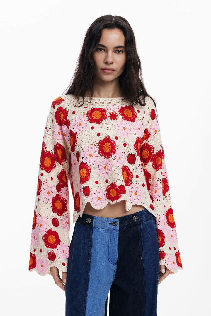 Top de ganxet multicolor | Desigual