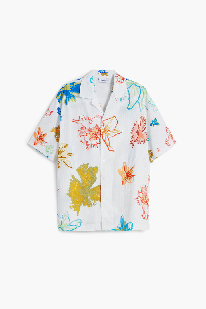 Short-sleeved shirt with leaves