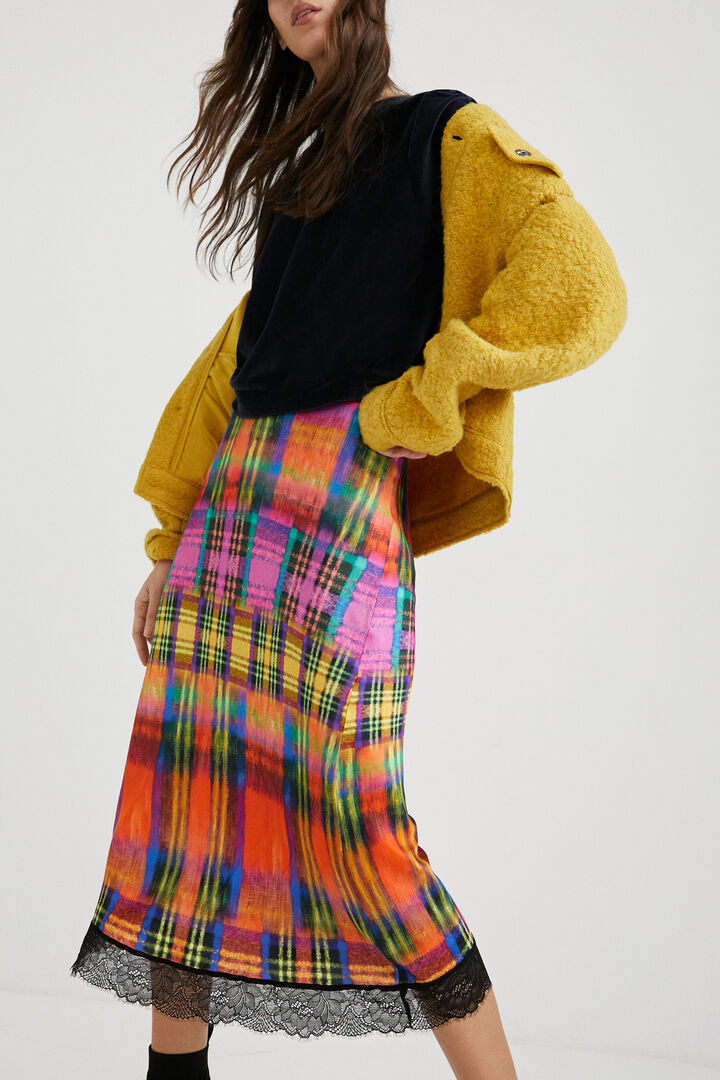 Slim midi skirt tartan | Desigual