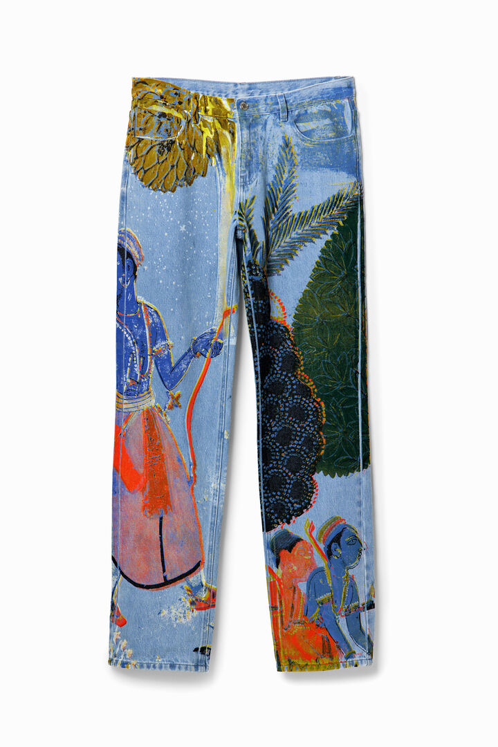 Straight jeans with India print | Desigual
