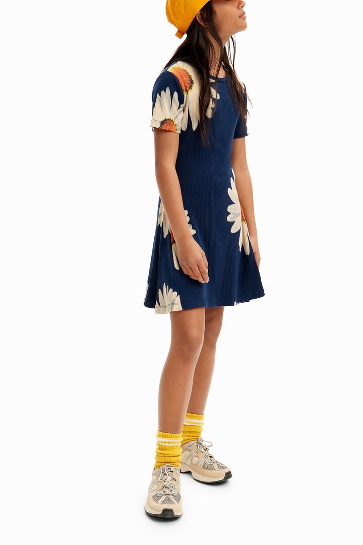 Short ribbed daisy dress | Desigual