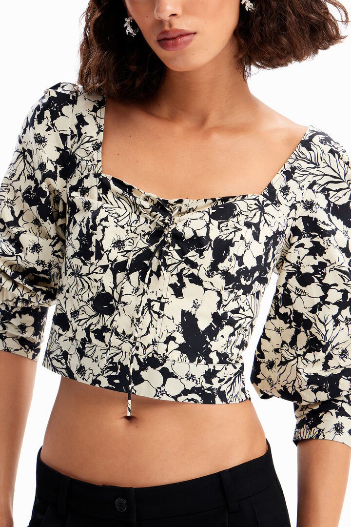 Cropped floral corset blouse | Desigual