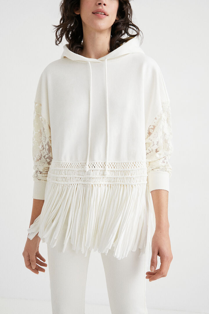 Fransen-Sweater mit Spitze | Desigual