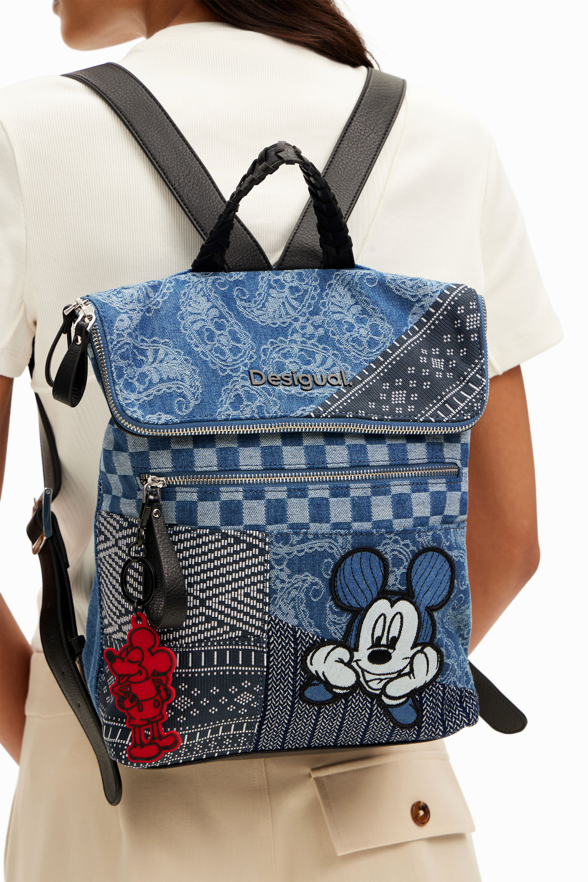 Sac dos moyen denim Mickey Mouse