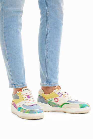 Retro multicolour patchwork sneakers | Desigual