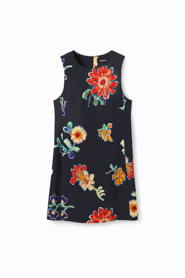 Dopasowana sukienka o krótkim kroju z nadrukiem w kwiaty | Desigual
