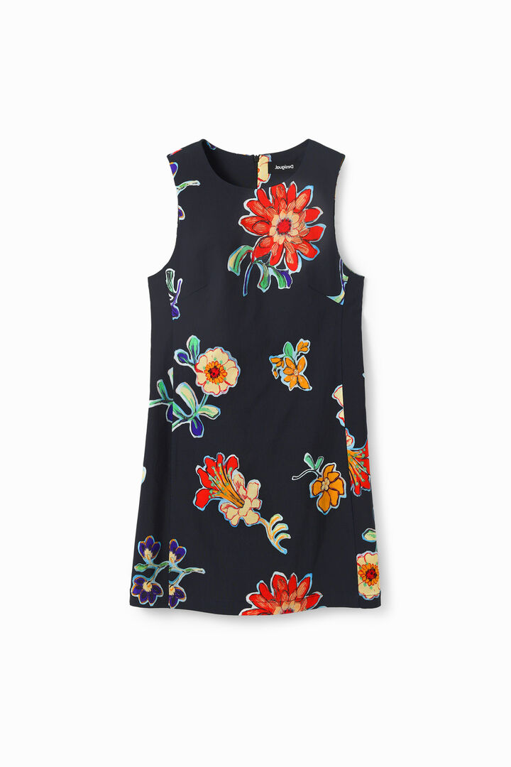 Robe courte ajustée fleurs