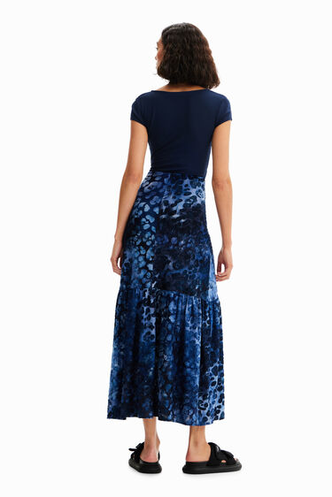 Vestido largo combinado textura print de mujer I Desigual.com